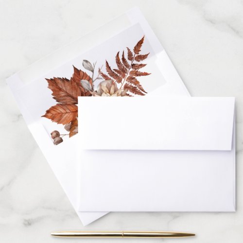 Fall Autumn Floral Elegant Watercolor Wedding Envelope Liner