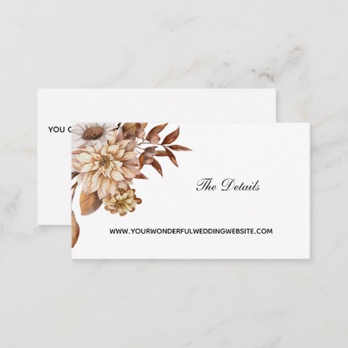 Fall Autumn Floral Leaves Formal Elegant Wedding Enclosure Card