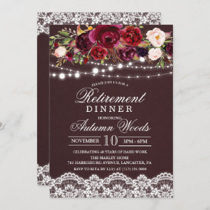 Fall Autumn Floral Retirement Dinner Invitation