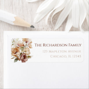 Fall autumn floral rustic brown beige neutral label
