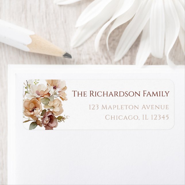 Fall autumn floral rustic brown beige neutral label (Insitu)