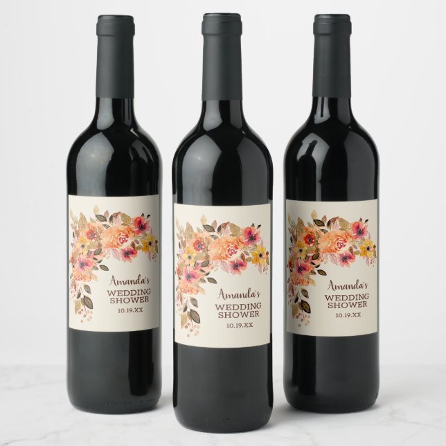 Fall Autumn Floral Swag Wine Label (Bottles)
