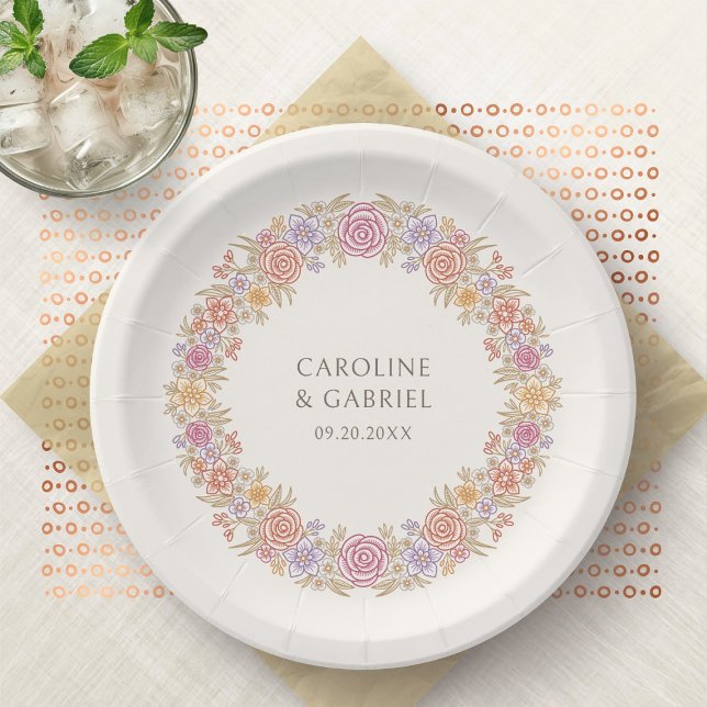 Fall Autumn Floral Wildflowers Wedding Paper Plates (Creator Uploaded)