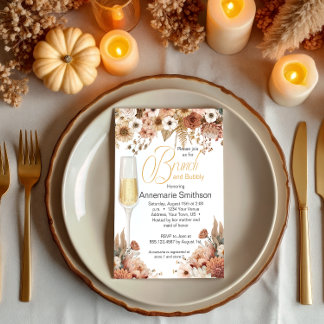 Fall Autumn Flowers Brunch and Bubbly Invitation