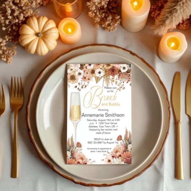 Fall Autumn Flowers Brunch and Bubbly Invitation (Creator Uploaded)