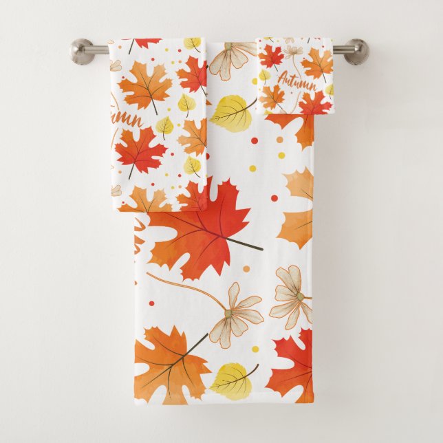 Fall Autumn Foliage Fall Leaves Bath Towel Set (Insitu)