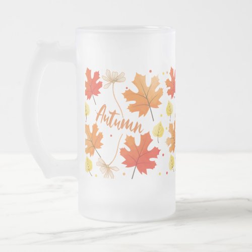 Fall Autumn Foliage Fall Leaves Frosted Glass Beer Mug