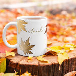 Fall Autumn Foliage Fall Leaves Simple Greenery  Coffee Mug<br><div class="desc">Beautiful autumn fall foliage leaves leaf, bridal shower autumn fall leaves, modern simple fall autumn leaves, with botanical greenery foliage leaf, simple minimalist minimal style, trendy stylish calligraphy script, elegant seasonal simplistic artistic, autumn fall coffee tea drinkware, brown tan colorful red leaves, lovely for thanksgiving harvest nature, watercolor maple tree...</div>