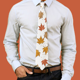 Fall Autumn Foliage Fall Leaves Simple Greenery Neck Tie
