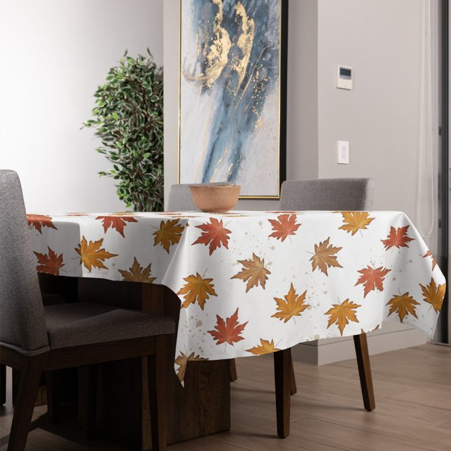 Fall Autumn Foliage Fall Leaves Simple Greenery Tablecloth (Beautiful fall foliage simple maple leaves table cloth)