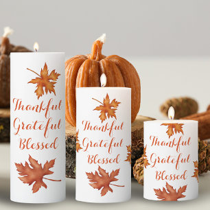 Fall Autumn Foliage Friendsgiving Thanksgiving Pillar Candle