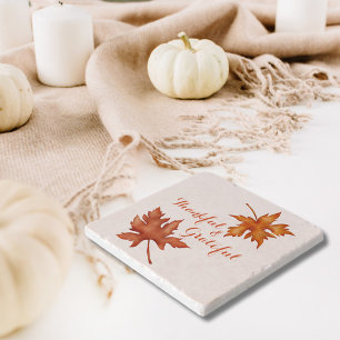 Fall Autumn Foliage Friendsgiving Thanksgiving Stone Coaster