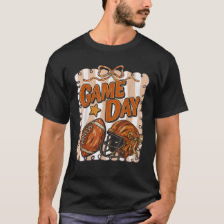 Fall Autumn Football Bow Game Day Touchdown Season T-Shirt