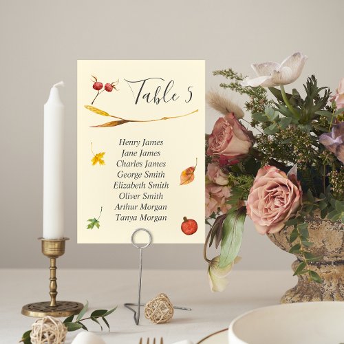 Fall Autumn Forest Rustic Wedding Table Number