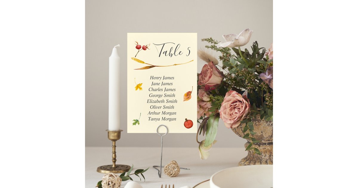 Fall Autumn Forest Rustic Wedding Table Number | Zazzle