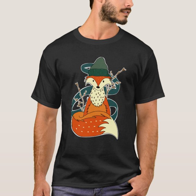 Fall Autumn Fox Animal Woodland Creature Cozy Hat  T-Shirt (Front)