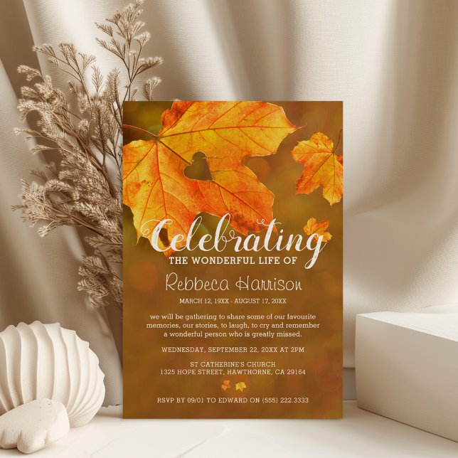 Fall | Autumn Funeral Celebration of Life Invitation (Creator Uploaded)