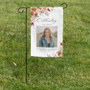Fall Autumn Funeral Program Photo Order of Service Garden Flag