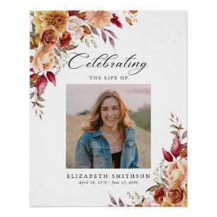 Fall Autumn Funeral Program Photo Order of Service Poster