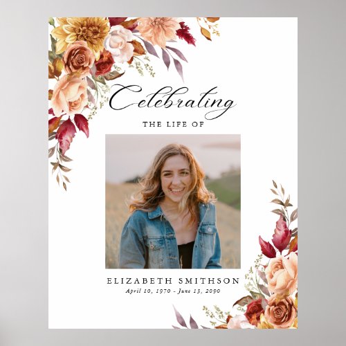 Fall Autumn Funeral Program Photo Order of Service