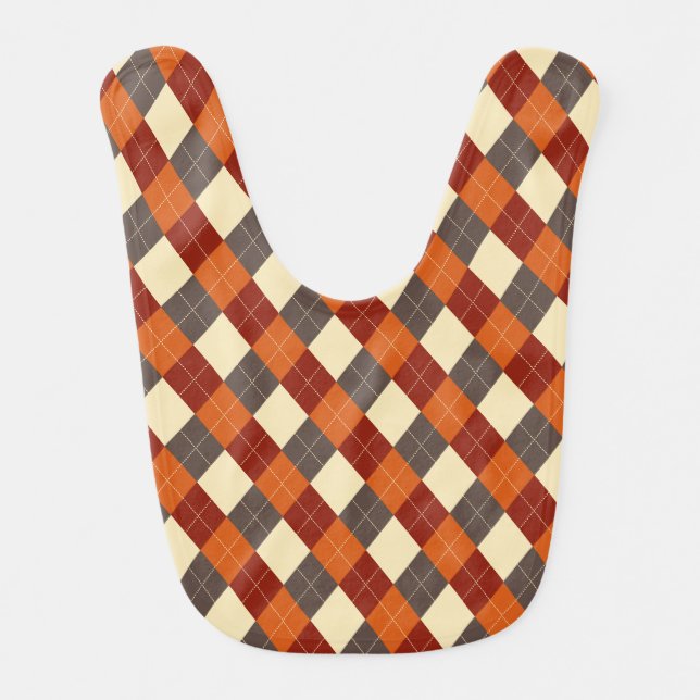 Fall/Autumn Gingham pattern  Baby Bib (Front)