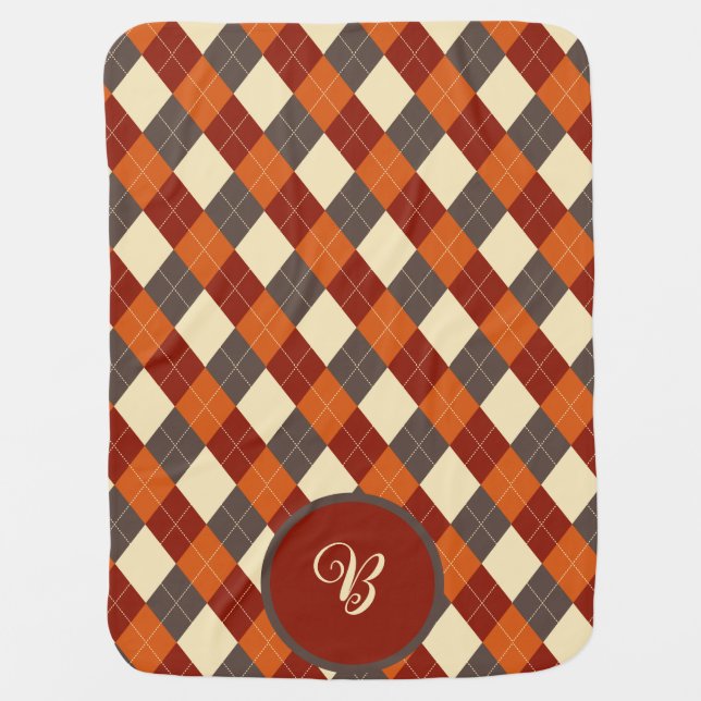 Fall/Autumn Gingham pattern  Baby Blanket (Front)