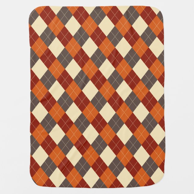Fall/Autumn Gingham pattern  Baby Blanket (Front)