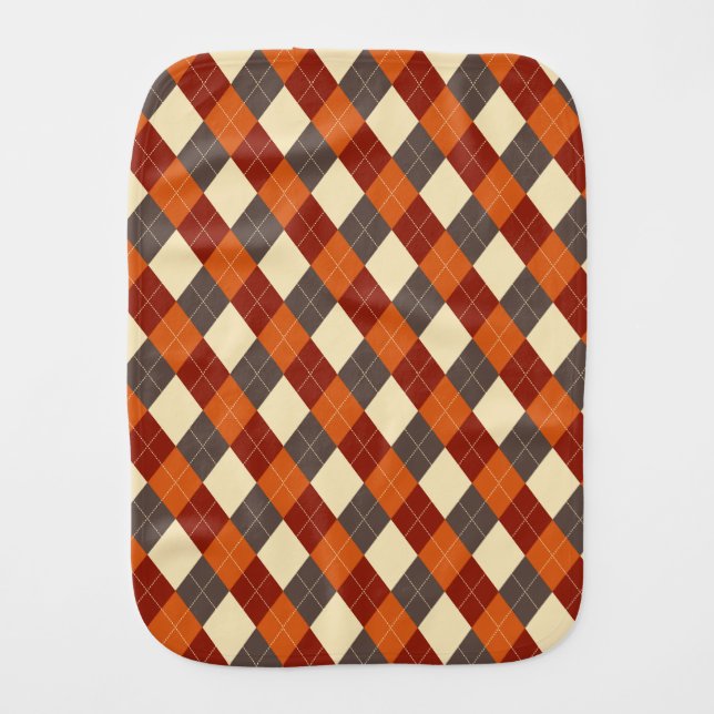 Fall/Autumn Gingham pattern  Baby Burp Cloth (Front)