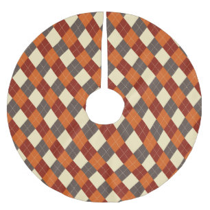 Fall/Autumn Gingham pattern Brushed Polyester Tree Skirt