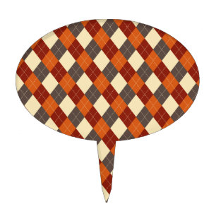 Fall/Autumn Gingham pattern Cake Topper