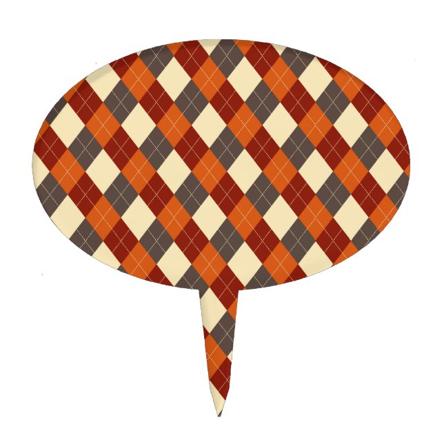 Fall/Autumn Gingham pattern  Cake Topper (Front)