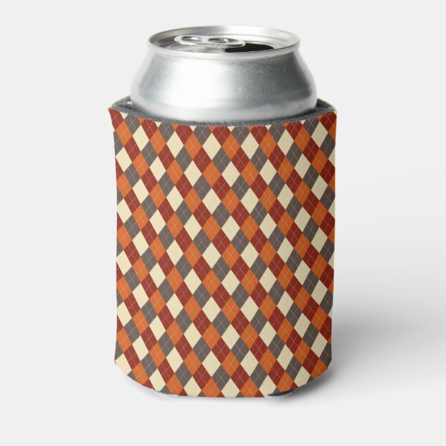 Fall/Autumn Gingham pattern  Can Cooler (Can Back)