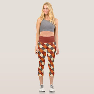 Fall/Autumn Gingham pattern Capri Leggings