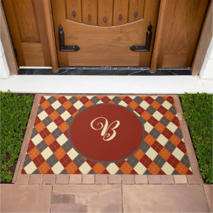 Fall/Autumn Gingham pattern Doormat