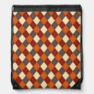 Fall/Autumn Gingham pattern Drawstring Bag