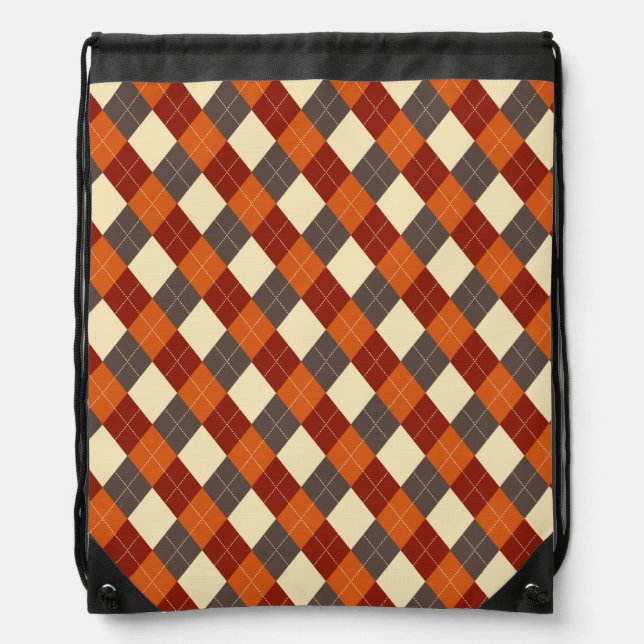 Fall/Autumn Gingham pattern  Drawstring Bag (Front)