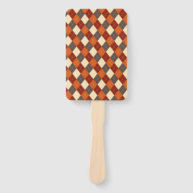Fall/Autumn Gingham pattern  Hand Fan (Front)