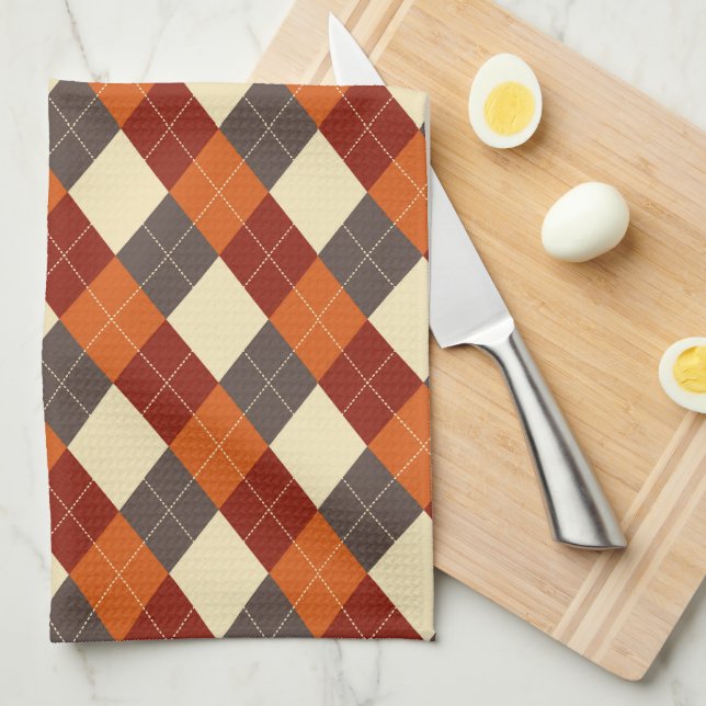 Fall/Autumn Gingham pattern  Kitchen Towel (Quarter Fold)