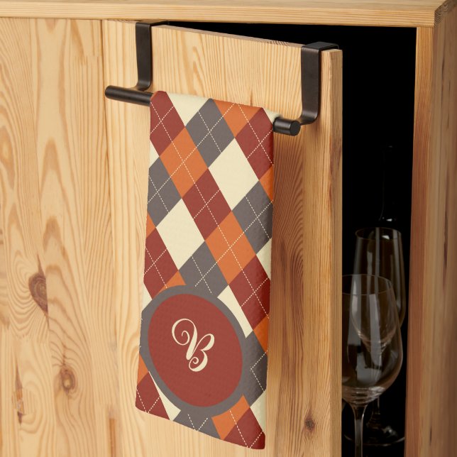Fall/Autumn Gingham pattern  Kitchen Towel (Thirds Fold)