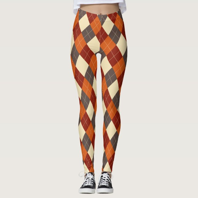 Fall/Autumn Gingham pattern  Leggings (Front)