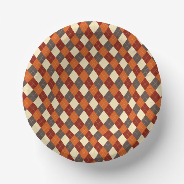 Fall/Autumn Gingham pattern  Paper Bowls (Front)