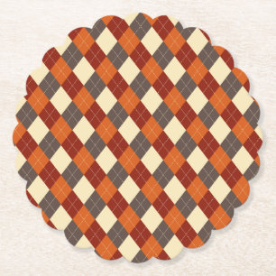 Fall/Autumn Gingham pattern Paper Coaster