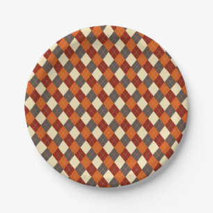 Fall/Autumn Gingham pattern Paper Plates