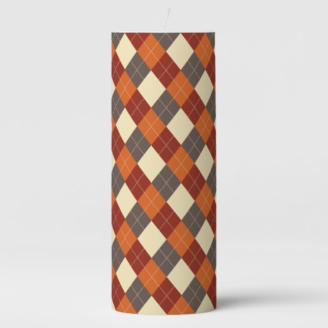 Fall/Autumn Gingham pattern  Pillar Candle (Front)