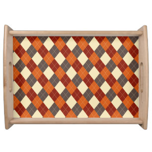 Fall/Autumn Gingham pattern Serving Tray