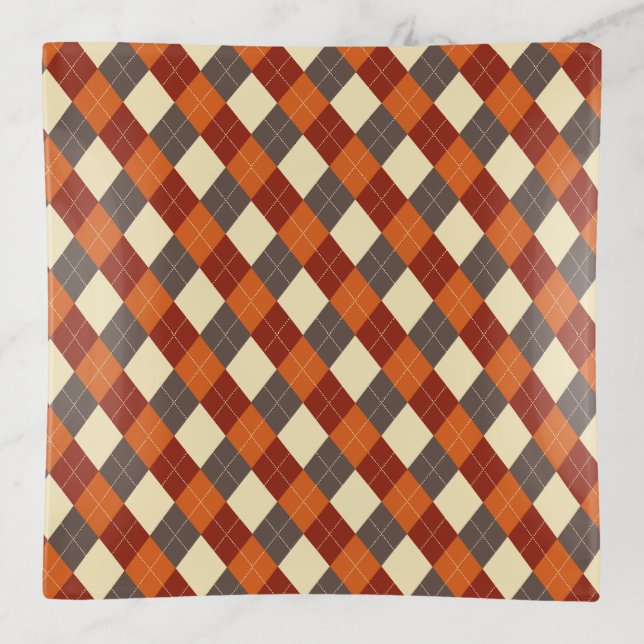 Fall/Autumn Gingham pattern  Trinket Tray (Front)