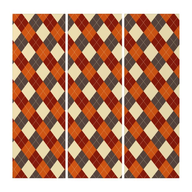 Fall/Autumn Gingham pattern  Triptych (Front)