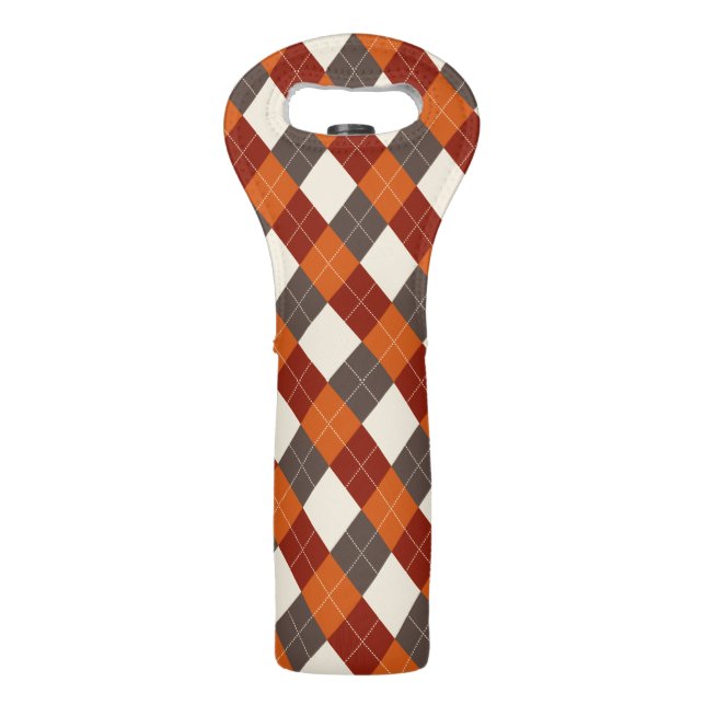 Fall/Autumn Gingham pattern  Wine Bag (Front)