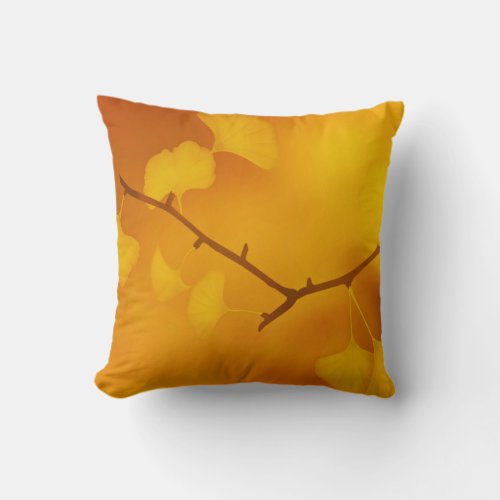 FallAutumn GinkgoGingko Maidenhair Leaves  Throw Pillow