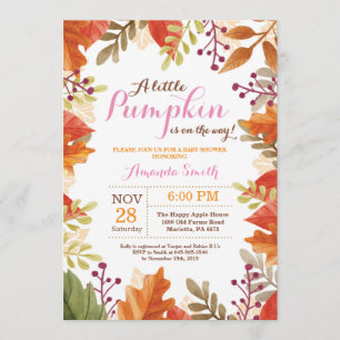 Fall Autumn Girl Baby Shower Invitation